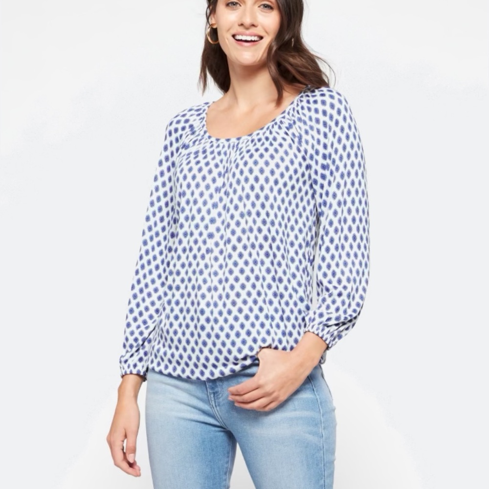 Michael Kors Blue and White Polka Dot Blouse